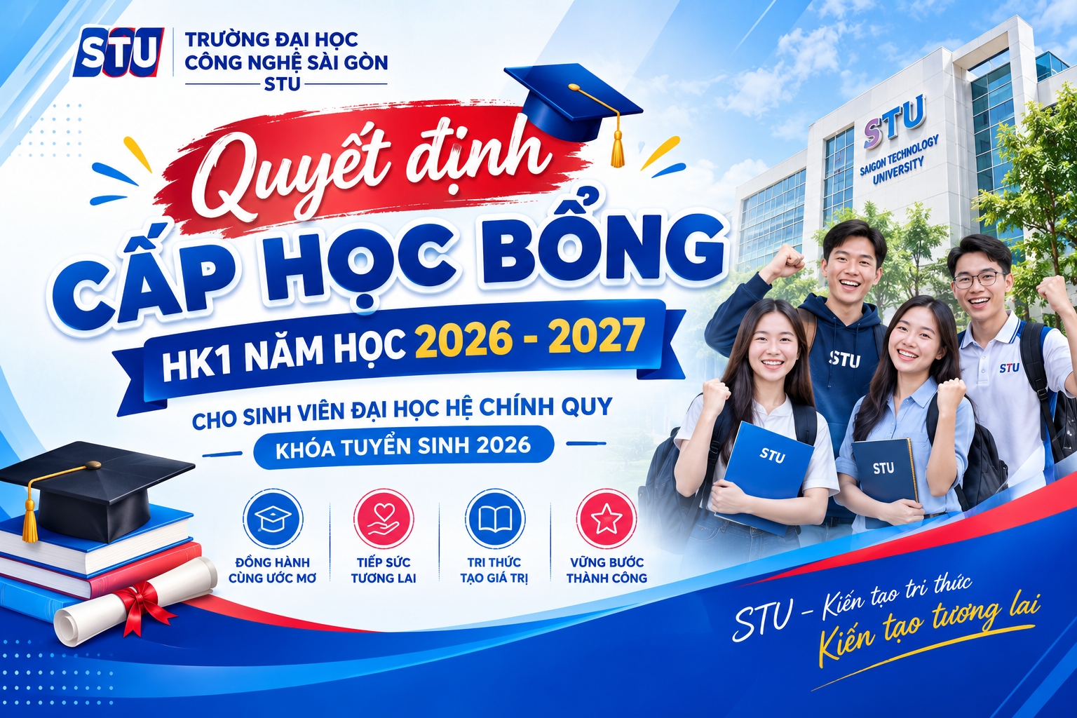Thông báo và Quyết định cấp học bổng HK1 năm học 2026-2027 cho sinh viên đại học hệ chính quy khoá tuyển sinh 2026